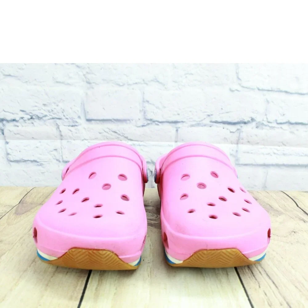 Crocs Retro Classic Unisex Pink Rubber Gum Sole Slip On Comfort Flat Clogs Sz 8 - Picture 3 of 9